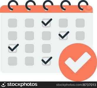 Calendar and checkmarks illustration in minimal style isolated on background