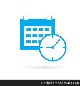 calendar and clock icon on white background. calendar clock sign. flat style. calendar clock icon for your web site design, logo, app, UI.