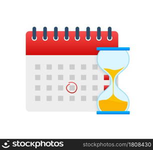 Calendar and clock icon. Wall calendar. Important, schedule, appointment date. Vector stock illustration. Calendar and clock icon. Wall calendar. Important, schedule, appointment date. Vector stock illustration.