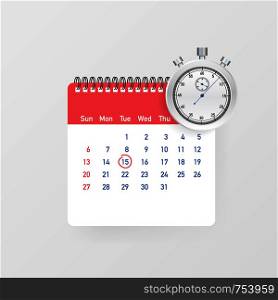 Calendar and clock. Schedule concepts. Modern flat design graphic elements. Vector stock illustration.