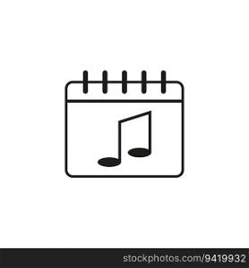 Calendar and music note icon. Music concert events date icon. Vector illustration. stock image. EPS 10.. Calendar and music note icon. Music concert events date icon. Vector illustration. stock image.