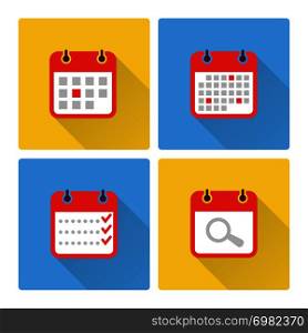 Calendar and to do list colorful flat icons. Calendar plan page icons. Vector illustration. Calendar and to do list colorful flat icons