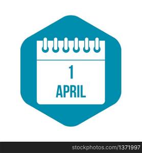 Calendar April 1 icon in simple style isolated on white background. Date symbol. Calendar April 1 icon, simple style