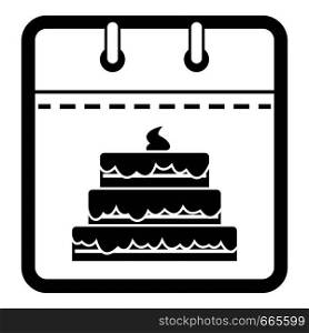 Calendar birthday icon. Simple illustration of calendar birthday vector icon for web. Calendar birthday icon, simple black style