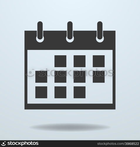 Calendar black simple icon, pictogram. Vector Illustration