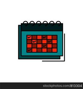 Calendar, Business, Date, Event, Planning, Schedule, Timetable Flat Color Icon. Vector icon banner Template