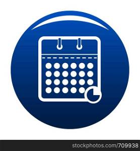 Calendar business icon vector blue circle isolated on white background . Calendar business icon blue vector