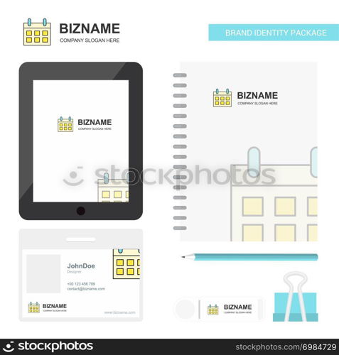 Calendar Business Logo, Tab App, Diary PVC Employee Card and USB Brand Stationary Package Design Vector Template