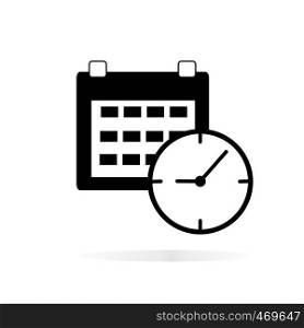 calendar clock icon on white background. calendar clock sign. flat style. calendar clock icon for your web site design, logo, app, UI.