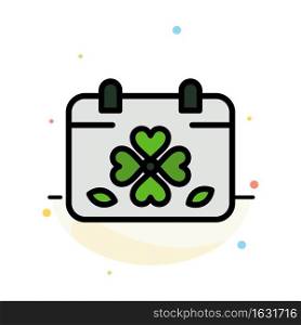 Calendar, Clover, Day, Leaf, Patrick Abstract Flat Color Icon Template