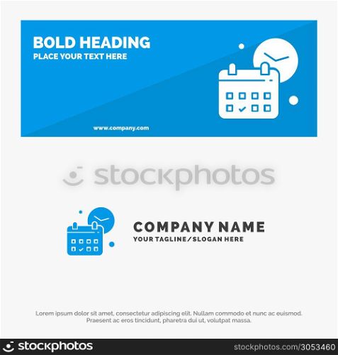 Calendar, Date, Day, Time, Job SOlid Icon Website Banner and Business Logo Template
