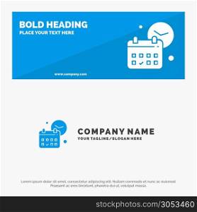 Calendar, Date, Day, Time, Job SOlid Icon Website Banner and Business Logo Template