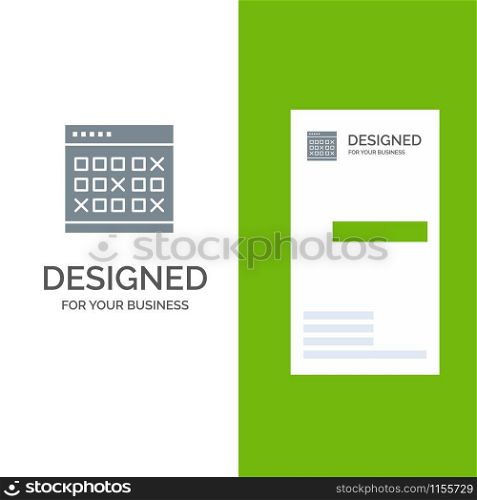 Calendar, Date, Event, Events, Month, Schedule, Timetable Grey Logo Design and Business Card Template