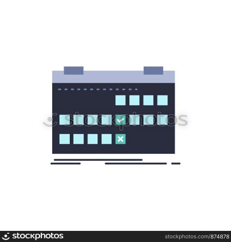 Calendar, date, event, release, schedule Flat Color Icon Vector