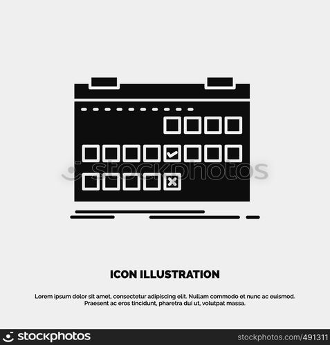 Calendar, date, event, release, schedule Icon. glyph vector gray symbol for UI and UX, website or mobile application. Vector EPS10 Abstract Template background