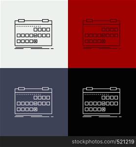Calendar, date, event, release, schedule Icon Over Various Background. Line style design, designed for web and app. Eps 10 vector illustration. Vector EPS10 Abstract Template background