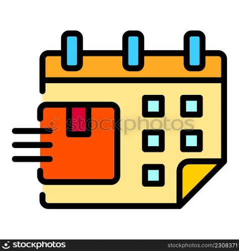 Calendar date home delivery icon. Outline calendar date home delivery vector icon color flat isolated. Calendar date home delivery icon color outline vector