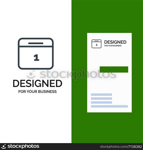 Calendar, Date, Month, Day Grey Logo Design and Business Card Template