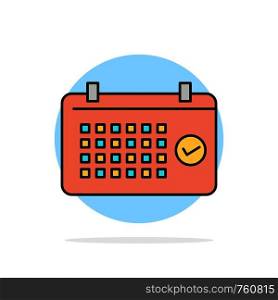 Calendar, Date, Month, Year, Time Abstract Circle Background Flat color Icon