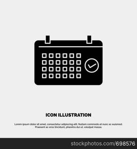 Calendar, Date, Month, Year, Time solid Glyph Icon vector