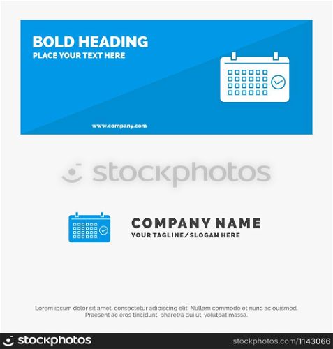 Calendar, Date, Month, Year, Time SOlid Icon Website Banner and Business Logo Template