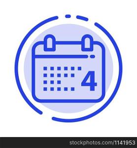 Calendar, Day, Date, American Blue Dotted Line Line Icon