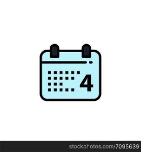 Calendar, Day, Date, American Business Logo Template. Flat Color