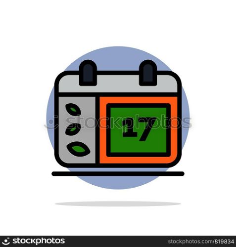 Calendar, Day, Date, Ireland Abstract Circle Background Flat color Icon