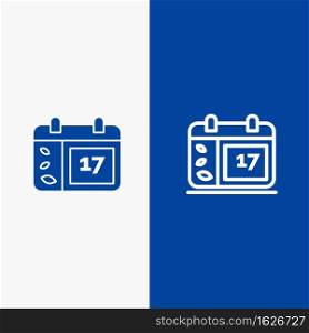 Calendar, Day, Date, Ireland Line and Glyph Solid icon Blue banner Line and Glyph Solid icon Blue banner