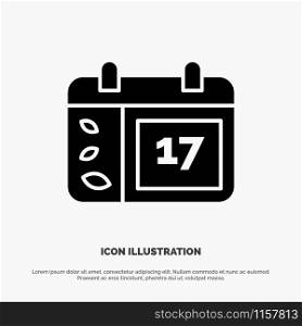 Calendar, Day, Date, Ireland solid Glyph Icon vector