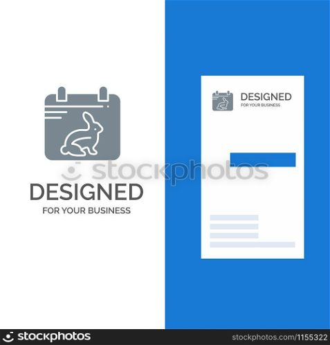 Calendar, Day, Easter, Date Grey Logo Design and Business Card Template