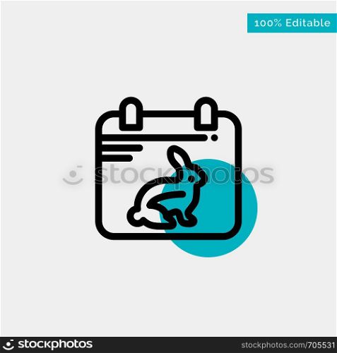 Calendar, Day, Easter, Date turquoise highlight circle point Vector icon