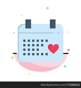 Calendar, Day, Love, Wedding Abstract Flat Color Icon Template