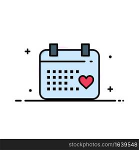 Calendar, Day, Love, Wedding Business Logo Template. Flat Color