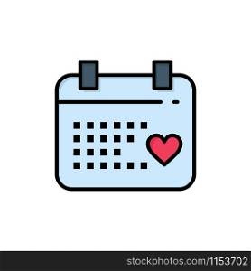Calendar, Day, Love, Wedding Flat Color Icon. Vector icon banner Template