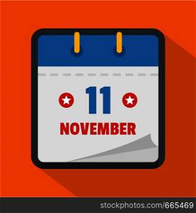 Calendar eleventh november icon. Flat illustration of calendar eleventh november vector icon for web. Calendar eleventh november icon, flat style