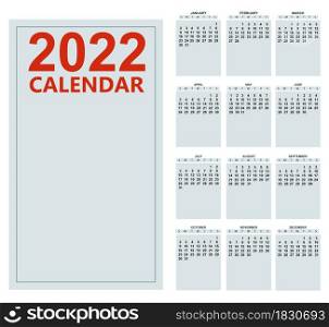 Calendar for 2021 year monthly template. Basic grid week starts on sunday. Vector isolated. Calendar for 2021 year monthly template. Basic grid week starts on sunday. Vector