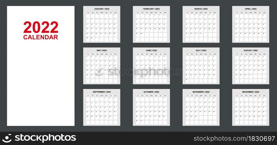 Calendar for 2021 year monthly template. Planner diary. Corporate and business calendar. Basic grid week starts on sunday. Vector isolated. Calendar for 2021 year monthly template. Planner diary. Corporate and business calendar. Basic grid week starts on sunday. Vector
