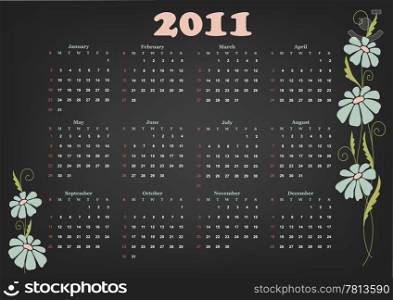 Calendar for year 2011
