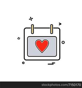 calendar heart icon vector design