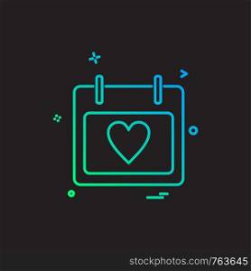 calendar heart icon vector design