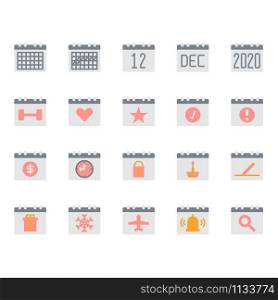 Calendar icon and symbol set in flat design