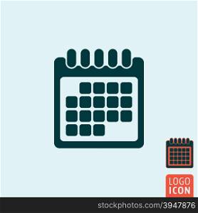 Calendar icon. Calendar logo. Calendar symbol. Calendar page icon isolated, minimal design. Vector illustration