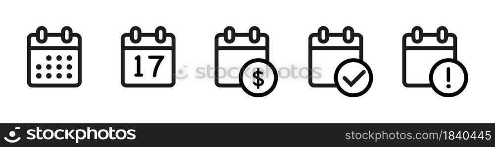 Calendar Icon collection. Set of calendar symbols. Meeting Deadlines icon. Time management .Appointment schedule flat icon icon