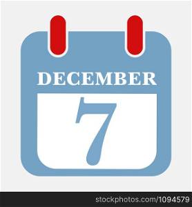 Calendar Icon December 7 Vector illustration Eps 10.. Calendar Icon December 7 Vector illustration Eps 10