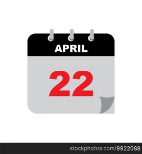 Calendar icon,Earth Day,vector symbol design