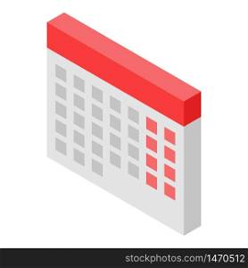 Calendar icon. Isometric of calendar vector icon for web design isolated on white background. Calendar icon, isometric style