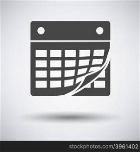 Calendar icon on gray background with round shadow. Vector illustration.. Calendar icon