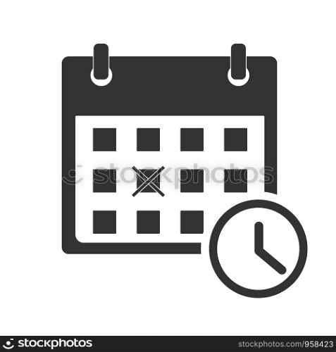 calendar icon on white background. flat style. calendar icon for your web site design, logo, app, UI. calendar with clock symbol. date check sign.