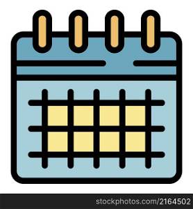 Calendar icon. Outline calendar vector icon color flat isolated. Calendar icon color outline vector